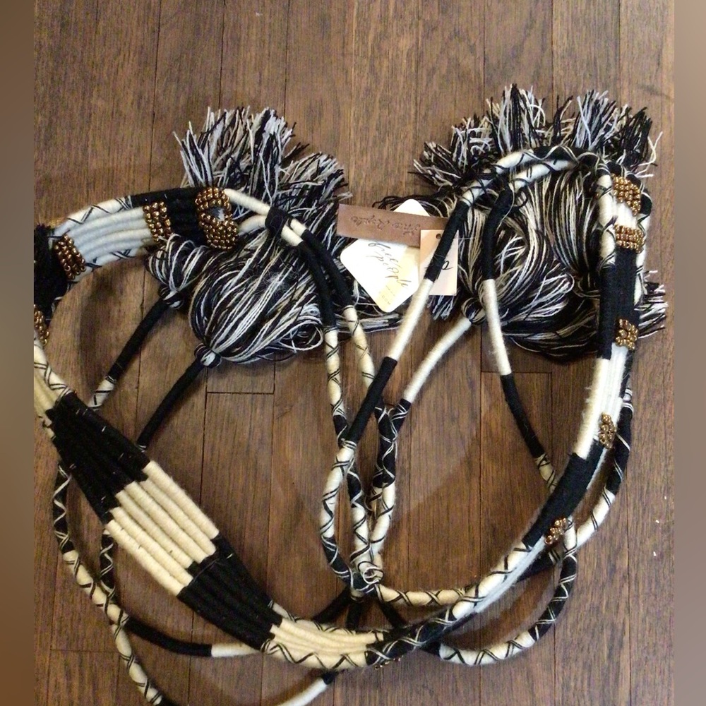 NEW! Free People Boho Black and White Beaded Rope BELT